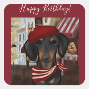Schwarz & Tan Doxie Quadratischer Aufkleber
