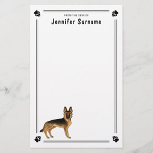 Schwarz-Tan-Hund mit benutzerdefiniertem Text Briefpapier
