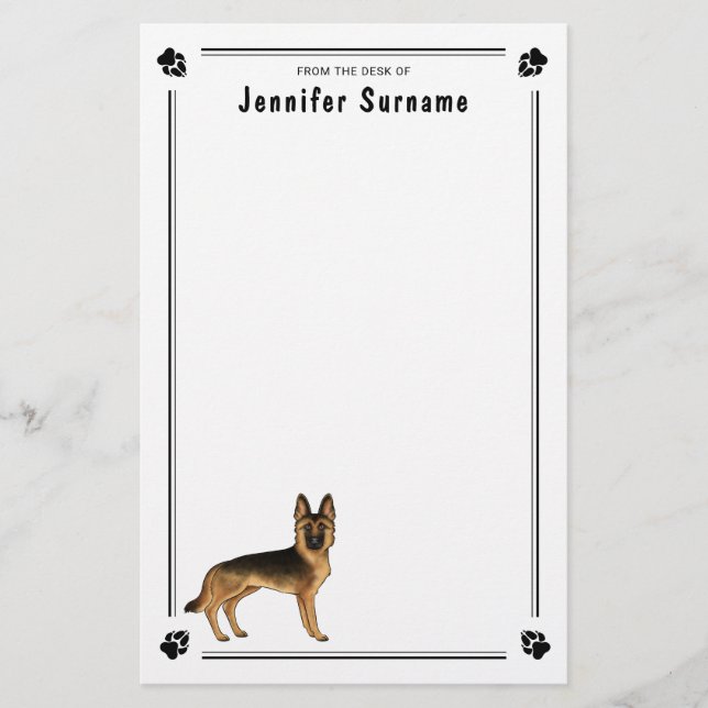 Schwarz-Tan-Hund mit benutzerdefiniertem Text Briefpapier (Vorderseite)
