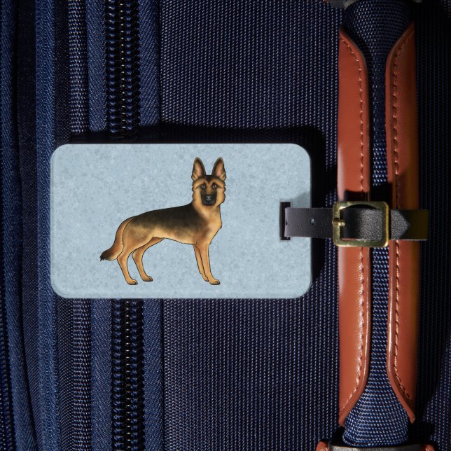 Schwarz-Tan-Hund mit benutzerdefiniertem Text Gepäckanhänger (Vorderseite Insitu 4)