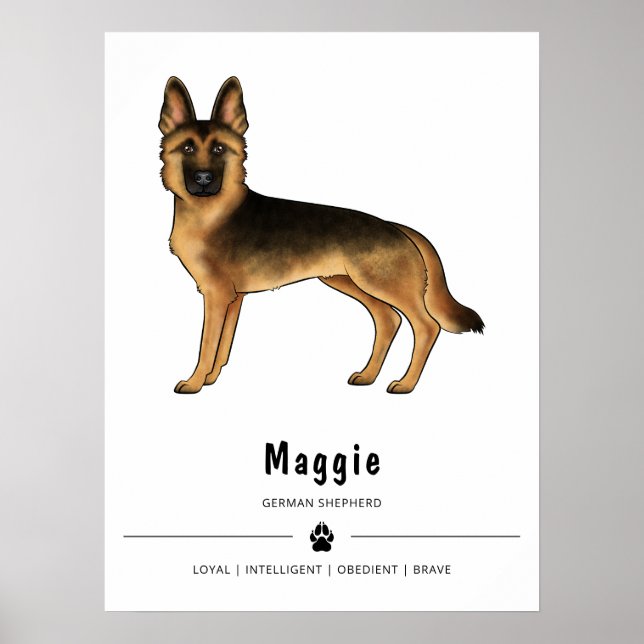 Schwarz-Tan-Hund mit benutzerdefiniertem Text Poster (Vorne)