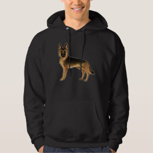 Schwarz-Tan-Hund Stehend Hoodie