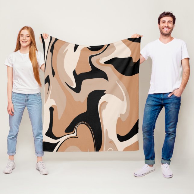 Schwarz-Tan-Marmor-Muster Fleecedecke (Beispiel)