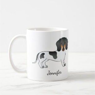 Schwarz-Tan-Piebald-Kurzhaar-Dackel & Name Kaffeetasse