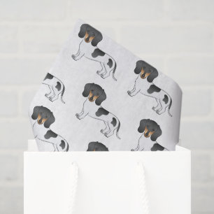 Schwarz & Tan Pied Kurzhaar Dachshund-Hundemuster Seidenpapier