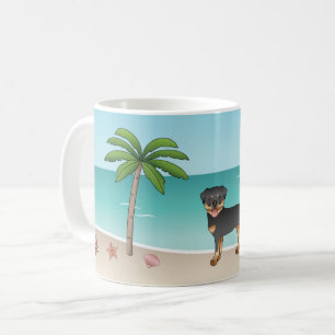 Schwarz & Tan Rottweiler an einem tropischen Somme Kaffeetasse