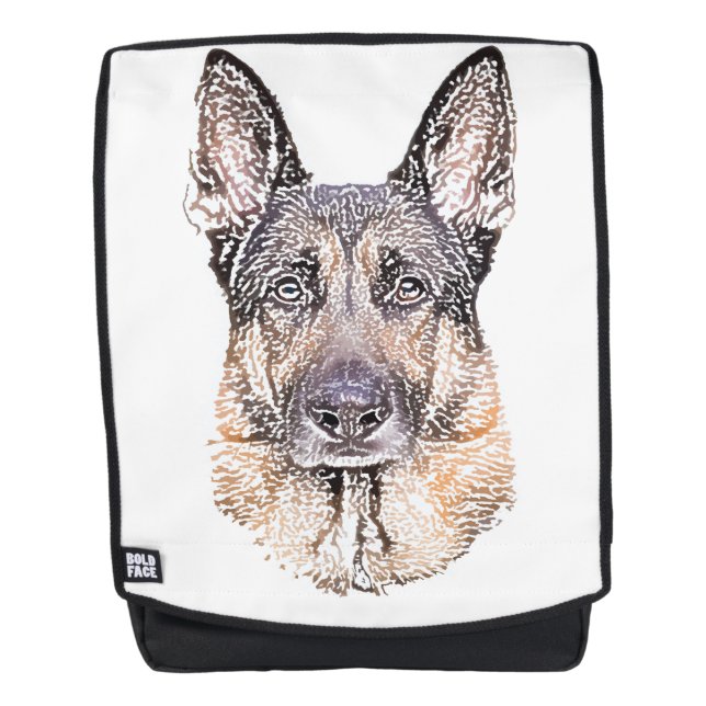 Schwarz-Tan-Schäfer-Portrait Rucksack (Vorderseite)