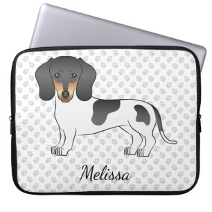 Schwarz-Tan-Scheck Kurzhaar-Dachshund & Text Laptopschutzhülle