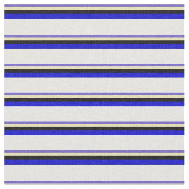 Schwarz, Tan, Schwarz, Blau und Weiß Stoff (Nahaufnahme)