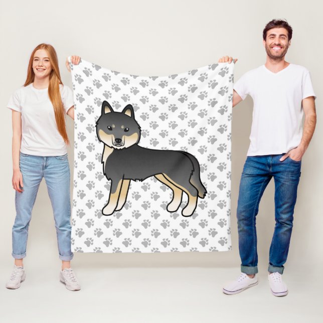 Schwarz-Tan-Sibirischer Husky-Karikatur Fleecedecke (Beispiel)