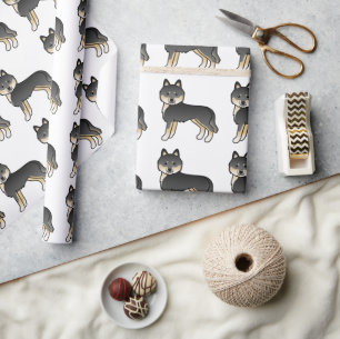 Schwarz-Tan-Sibirischer Husky-Niedlicher Hundemust Geschenkpapier