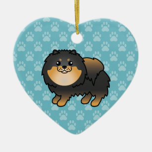Schwarz-Tan-Spitz-Hund-Cartoon Zeichnend Keramikornament