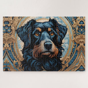 Schwarz-Tan-Terrier-Portrait Puzzle