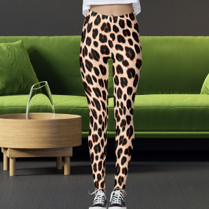 Schwarz-Tan-Weiß-Safari-Leoparden-Skin-Musterdruck Leggings