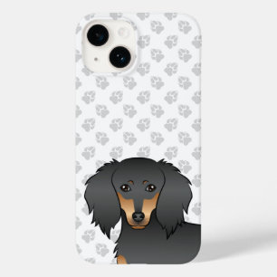 Schwarz & Tanne Langhaar-Dachshund-Cartoon-Hundeko Case-Mate iPhone 14 Hülle