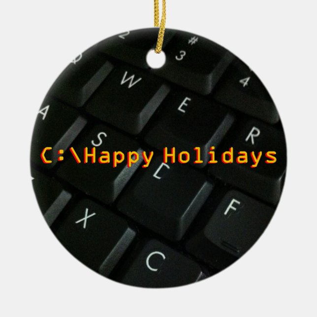 Schwarz-Tastatur Aussenseiter-Weihnachtsverzierung Keramik Ornament (Vorne)