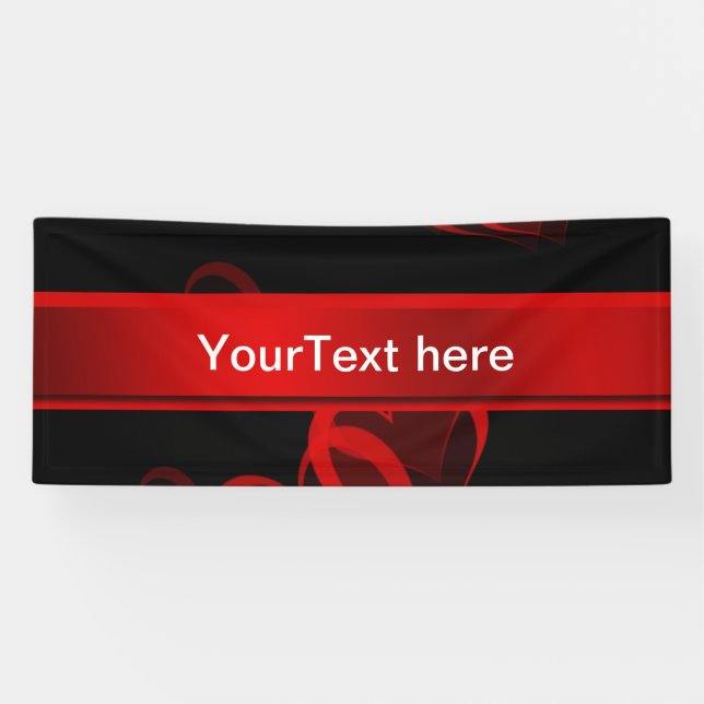 Schwarz-Text-Vorlage mit Herz rot Banner (Horizontal)