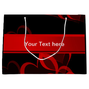 Schwarz-Text-Vorlage mit Herz rot Große Geschenktüte