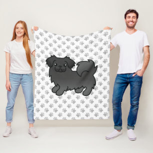 Schwarz-Tibetisch-Spanier Niedlicher Cartoon Dog & Fleecedecke