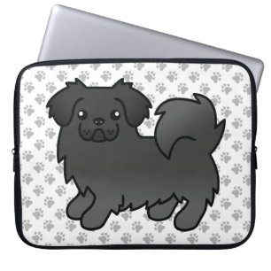 Schwarz-Tibetisch-Spanier Niedlicher Cartoon Dog & Laptopschutzhülle