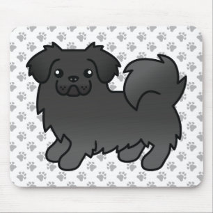 Schwarz-Tibetisch-Spanier Niedlicher Cartoon Dog & Mousepad