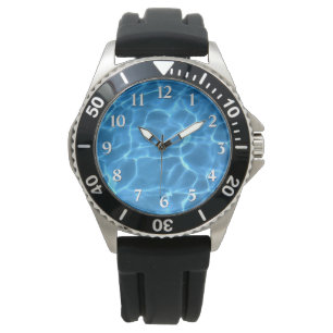 Schwarz-Tropfen-Schattenzahlen Blauer Pool Armbanduhr