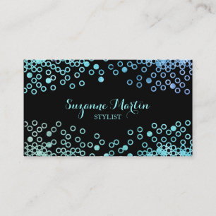 Schwarz & Türkis Aqua Metallic Glitter Glänzende P Visitenkarte