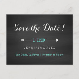 Schwarz-Türkis-Halbpension Save the Date Ankündigungspostkarte