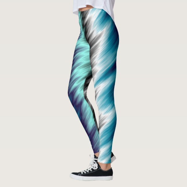 Schwarz Türkis Lila und Weiß Abstrakt 2 Leggings (Links)