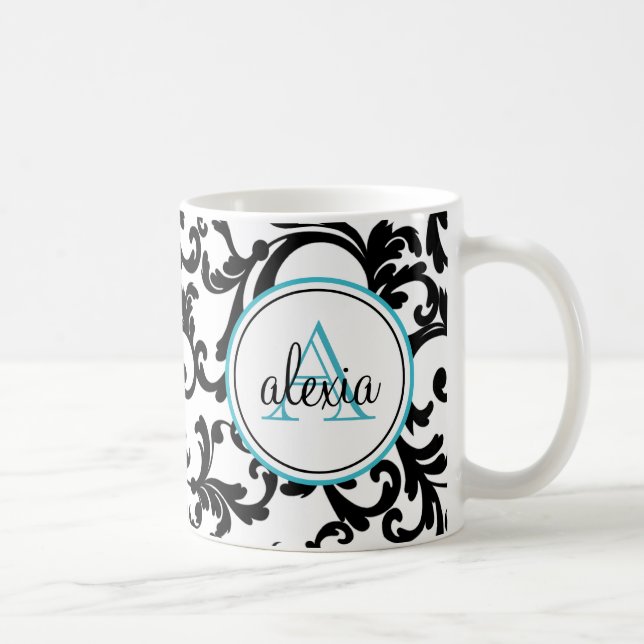 Schwarz-Türkisch-Mit Monogramm Damaskus Kaffeetasse (Rechts)
