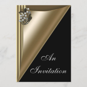 Schwarz-u. Goldereignis-Party Einladungs-Schablone Einladung