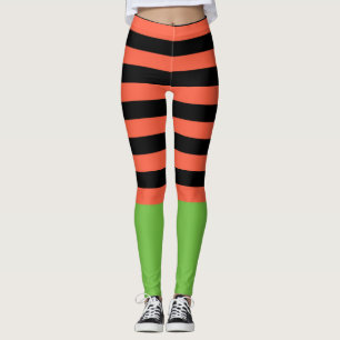 Schwarz u. Orange Stripes grünen unteren Spaß Leggings