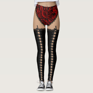 Schwarz u. rot schnüren Sie sich oben Leggings