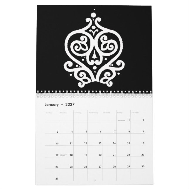 Schwarz u. Weiß 2009 Kalender (Jan 2027)