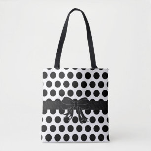 Schwarz u. Weiß - Polka-Punkte - Handtasche/Tasch