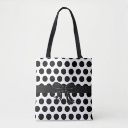 Schwarz u. Weiß - Polka-Punkte - Handtasche/Tasche