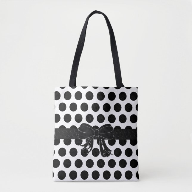 Schwarz u. Weiß - Polka-Punkte - Handtasche/Tasche (Vorderseite)