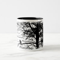 Schwarz u. Weiß Raven Nevermore Silhouette-Baum