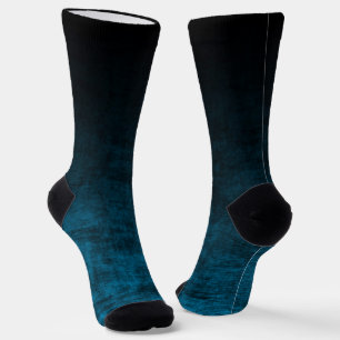 Schwarz und Aquamarin Grunge Ombre Textur Socken