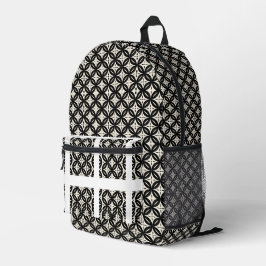 Schwarz und Beige Bedruckter Rucksack