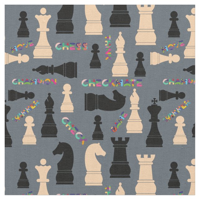 Schwarz und Beige Chessmen Stoff (Nahaufnahme)