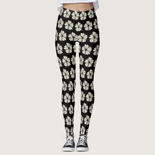 Schwarz und Beige Leggings (Vorderseite)