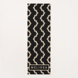 Schwarz und Beige Moderne Minimale Wellenlinien un Yogamatte