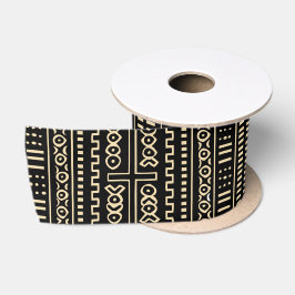 Schwarz und Beige Mudcloth Satin Ribbon Satinband