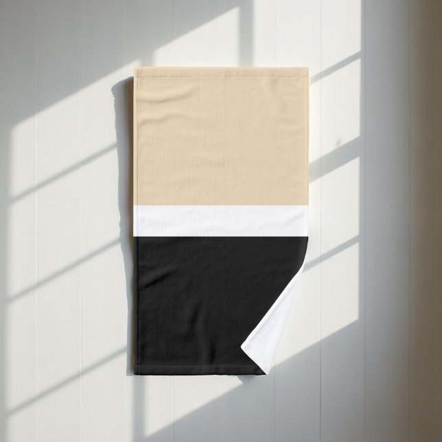 Schwarz und Beige Streifen Muster elegant, modern Badhandtuch Set (Von Creator hochgeladen)