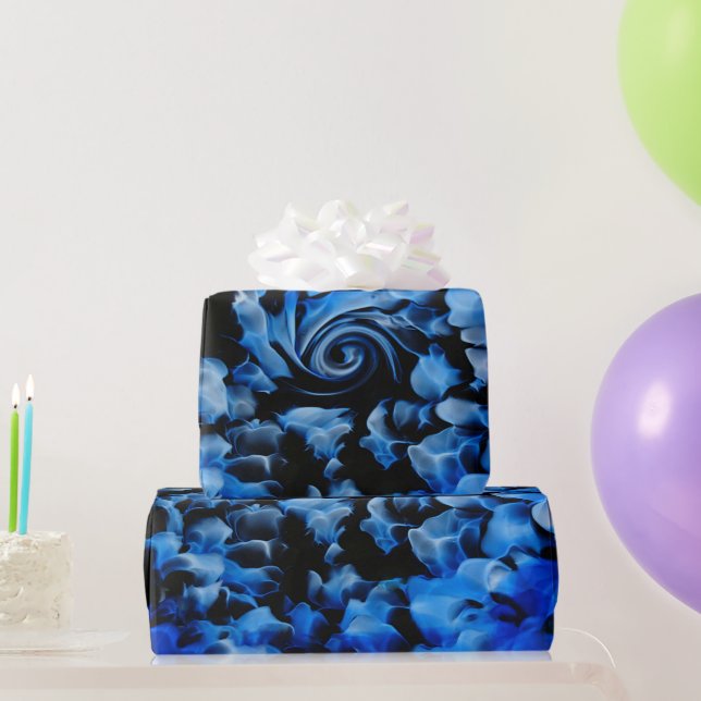 Schwarz und Blau Abstrakt Geschenkpapier (Partygeschenke)