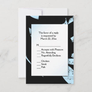 Schwarz und Blau Abstrakte Musik RSVP mit Menüwahl Karte