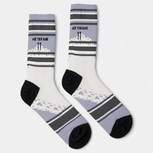 Schwarz und blau & orange - Name Nummer Socken