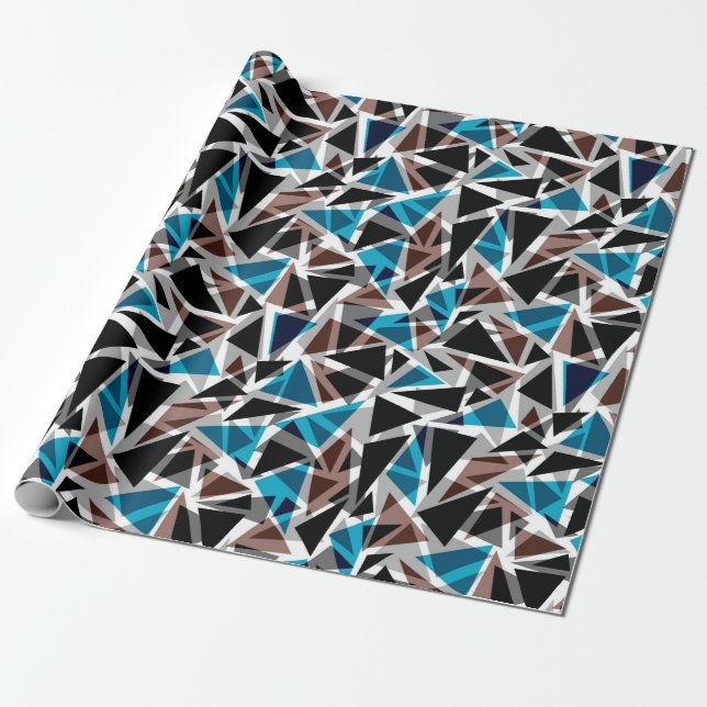 Schwarz und Blau, polygonal, Abstrakt, geometrisch Geschenkpapier (Ungerollt)