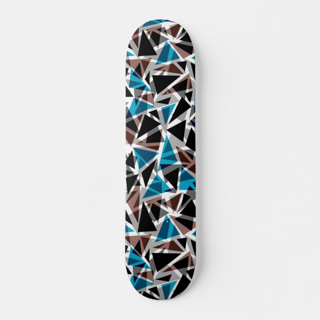 Schwarz und Blau, polygonal, Abstrakt Skateboard (Vorne)